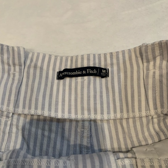 Abercrombie and Fitch striped With Belt 55%linen shorts blue and white size M - Picture 2 of 7